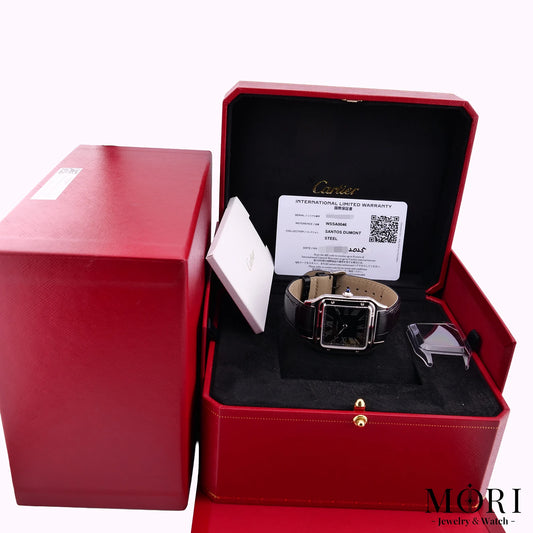 【美品】カルティエ WSSA0046 サントス デュモン LM ブラックラッカー 手巻き 保証書 | MORI