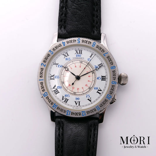 【Vintage】ロンジン リンドバーグ アワーアングルウォッチ Ref.989.5215 SS 自動巻き MORIオリジナルBOX付き Bランク