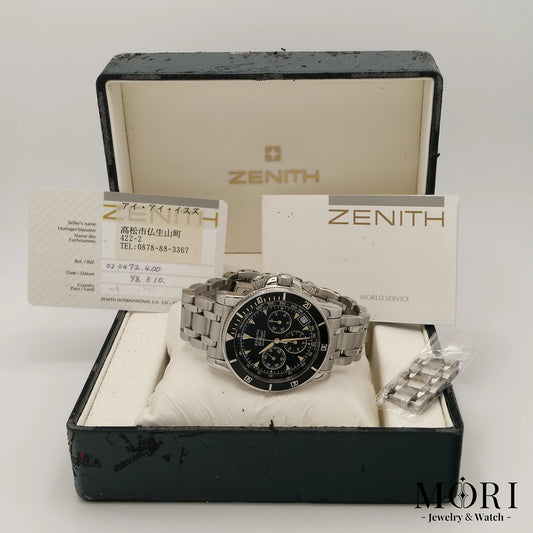 【中古】【保証書・箱・あまりコマ付】ゼニス ZENITH レインボー エル・プリメロ クロノグラフ 02.0370.400 Cal.400 SS 自動巻き 1998年 | MORI