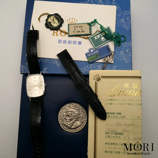 【中古】【ヴィンテージ】ロレックス ROLEX チェリーニ Cellini Ref.4113 18Kホワイトゴールド WG シルバーダイヤル 手巻き 保証書・箱付き | MORI