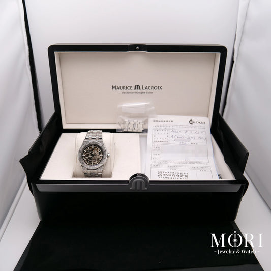 【中古】モーリス・ラクロア アイコン スケルトン AI6007-SS009-030-1 純正BOX付/国際請求書保証書(代理店)・コマ付属 | MORI