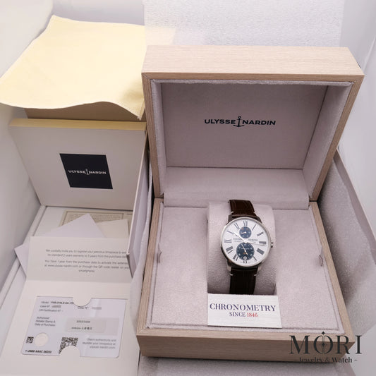 【中古】ユリスナルダン マリーン トルピユール 175 Years Ref.1183-310LE-0A-175/1A 世界限定300本 ホワイト×ブルー文字盤 SS 自動巻き 2023年10月ギャラ Aランク フルセット