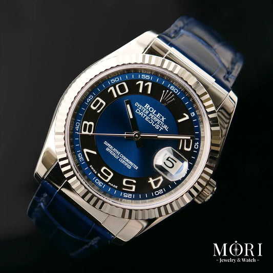 ロレックス ROLEX デイトジャスト 116139 ブルー WG×革 2025年保