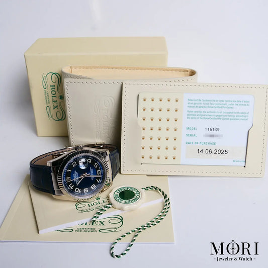 【中古】ロレックス ROLEX デイトジャスト 116139 ブルー WG×革 2025年保