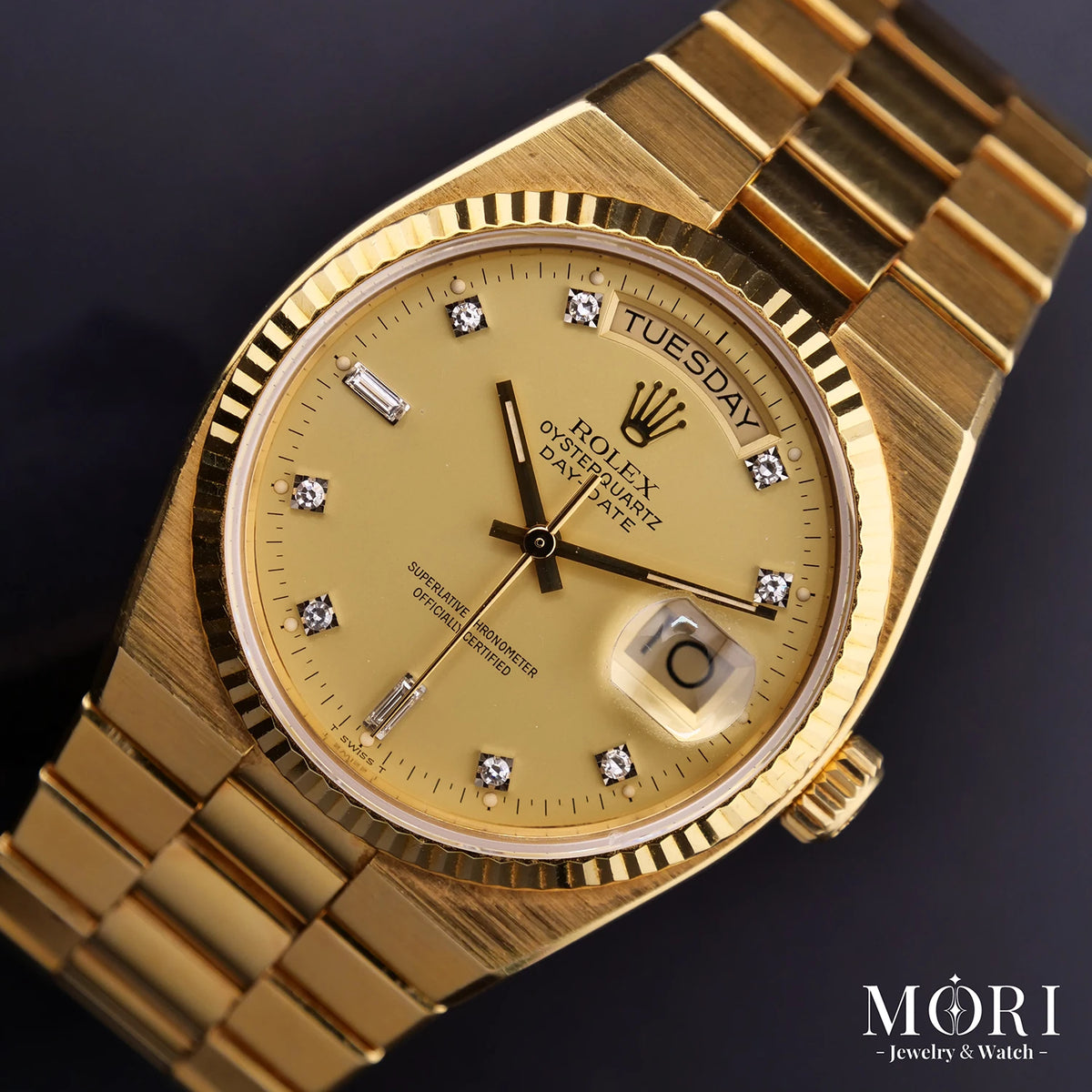 【Vintage】 ROLEX デイデイト 19018A 10Pダイヤ シャンパン オイスタークォーツ K18YG ヴィンテージ 中古| MORI