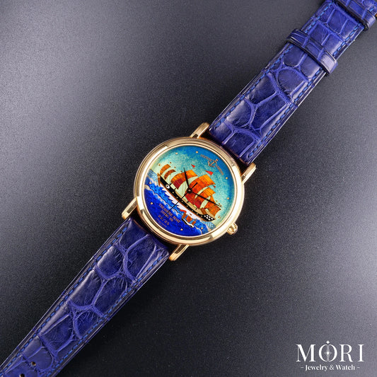 【Vintage】【世界限定25本】ユリス・ナルダン クラシコ クロワゾネ サンマルコ 136-77-9 鄭和 宝船  18KRG 金無垢 750 自動巻 | MORI