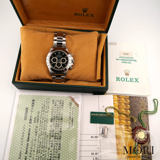【VINTAGE】ロレックス デイトナ 16520  黒文字盤 U番 トリチウム 自動巻き フルセット 箱・ギャラ・OH証明書付属