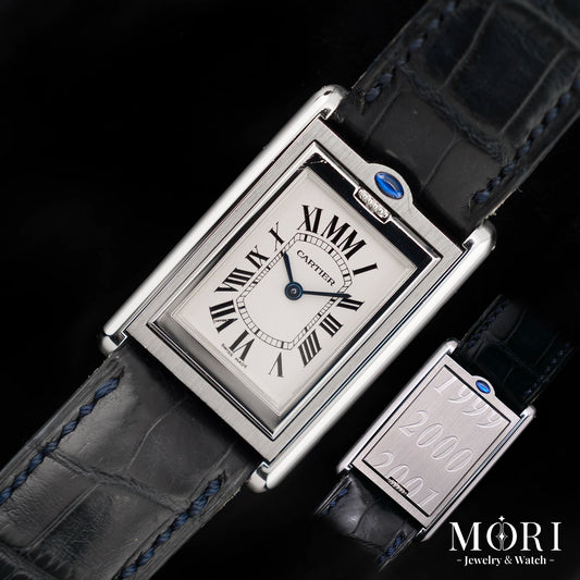 【VINTAGE】カルティエ タンク バスキュラント MM 2000年ミレニアム限定365本 Ref.W1014558 SS 12時MM表記 アイボリーギョーシェ クォーツ 純正革ベルト 箱・限定証明書付き Bランク