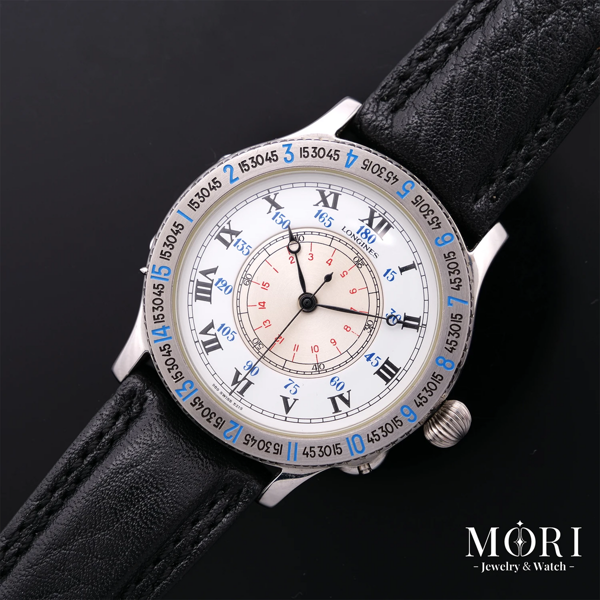 【Vintage】ロンジン リンドバーグ アワーアングルウォッチ Ref.989.5215 SS 自動巻き MORIオリジナルBOX付き Bランク
