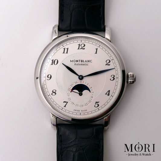 【中古】モンブラン スターレガシー ムーンフェイズ Ref.MB117578 シルバー文字盤 SS 革ベルト 自動巻き Aランク